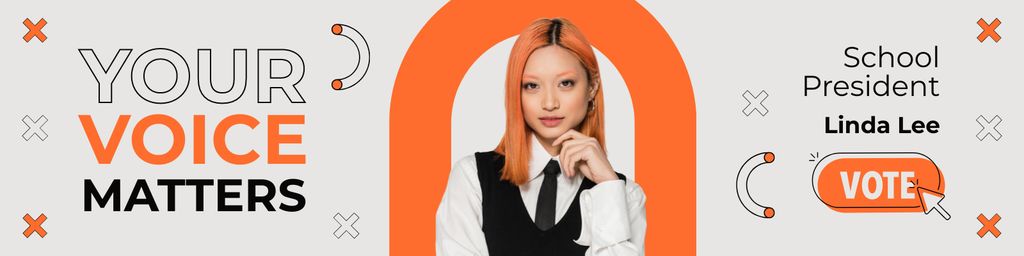Designvorlage Asian Girl Running for School President für Twitter