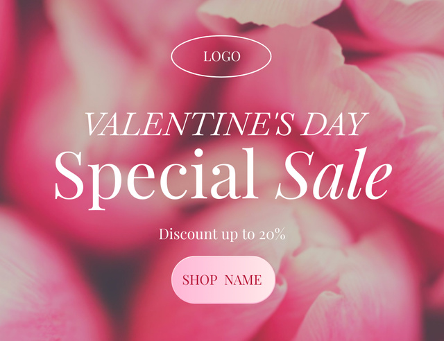 Ontwerpsjabloon van Thank You Card 5.5x4in Horizontal van Valentine's Day Sale Announcement With Pink Petals of Flowers