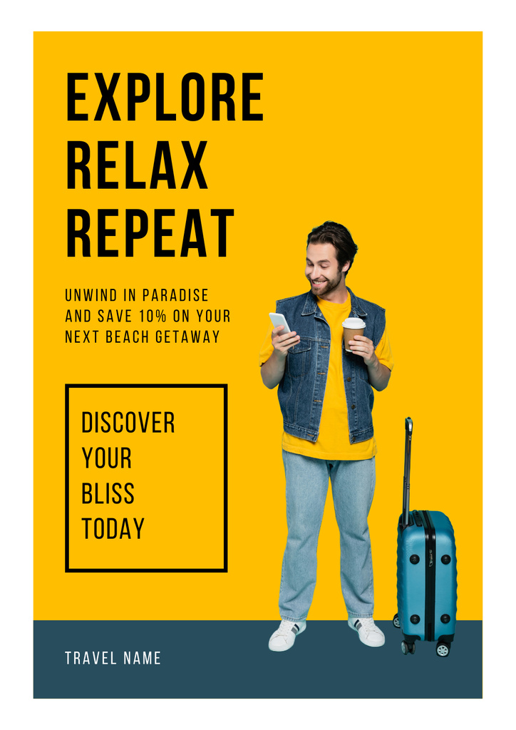 Modern Yellow Offer from Travel Agency Poster Design Template