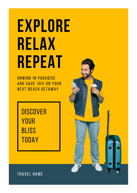 Template di design Modern Yellow Offer from Travel Agency Poster