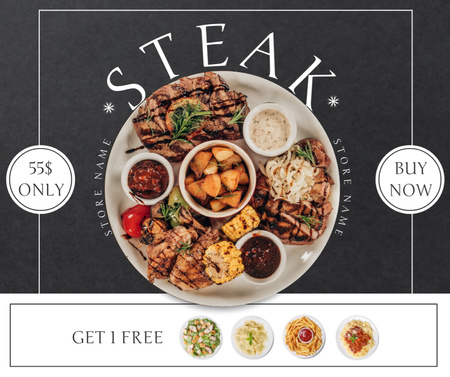 Special Price For Roasted Steak With Sauces Facebook Design Template