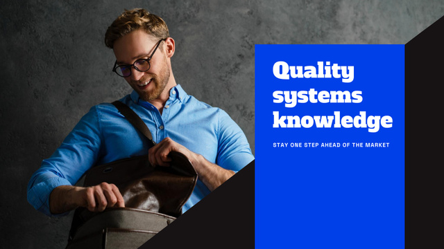 Designvorlage Quality Systems Knowledge With Motivational Quote für Presentation Wide