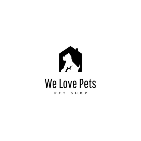 Emblem of Pet Shop with Dog Logo Design Template
