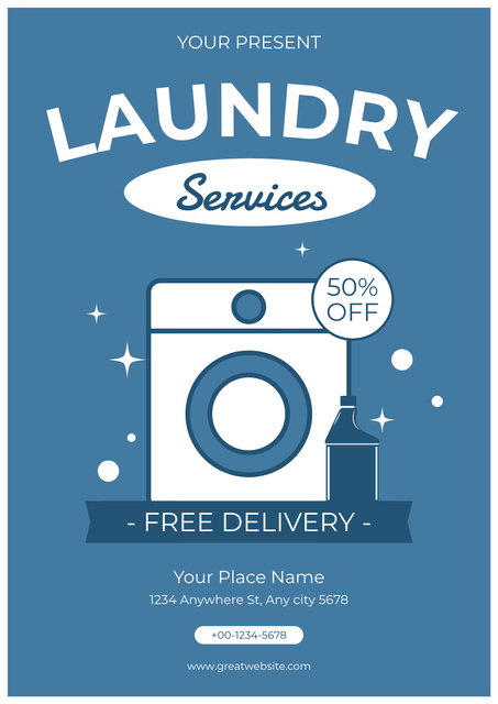Discount Laundry Service Offer Poster – шаблон для дизайна