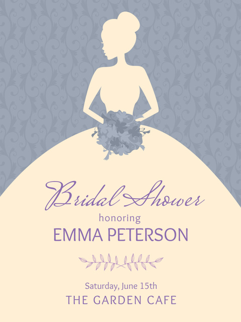 Designvorlage Wedding Day Invitation with Beautiful Bride's Silhouette für Poster US