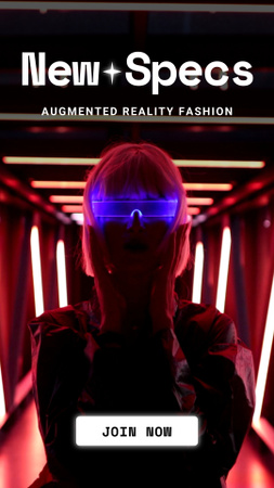 Woman in Virtual Reality Glasses TikTok Video Design Template
