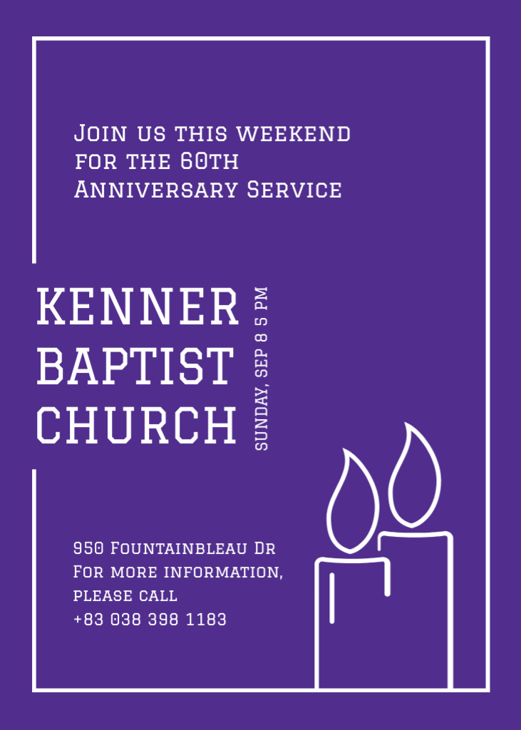 Baptist Church Service with Candles In Frame Flayer Modelo de Design