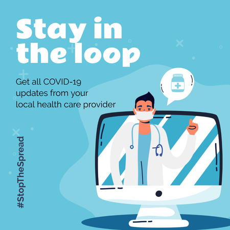 Plantilla de diseño de #StopTheSpread Coronavirus awareness with Doctor's advice Instagram 