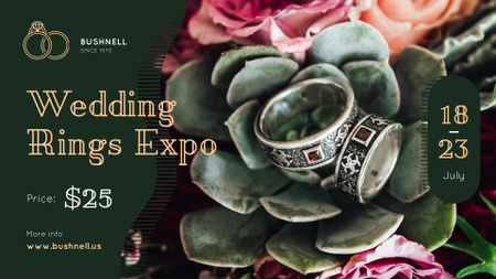 Designvorlage Hochzeitsurlaubsangebot mit Ringen auf einer Blume für FB event cover