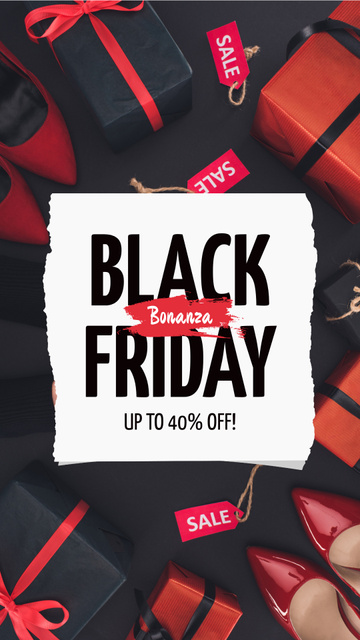 Black Friday Sale with Gift Boxes Instagram Video Story Πρότυπο σχεδίασης