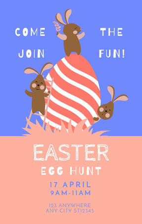 Easter Egg Hunt Announcement with Funny Easter Rabbits Invitation 4.6x7.2in Design Template