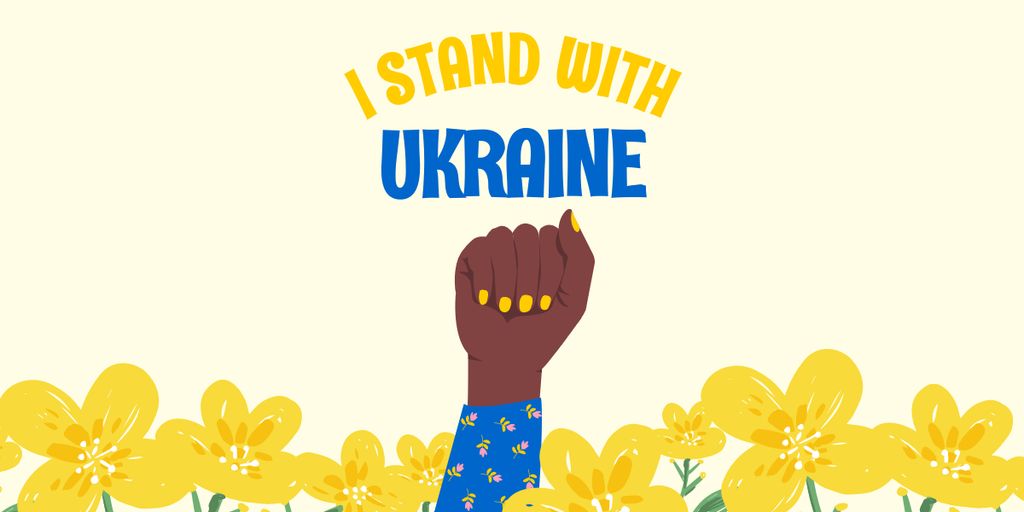 Black Woman standing with Ukraine Image Design Template
