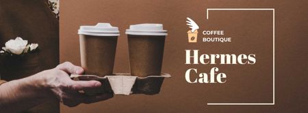 Man holding Coffee To-go Facebook cover Design Template