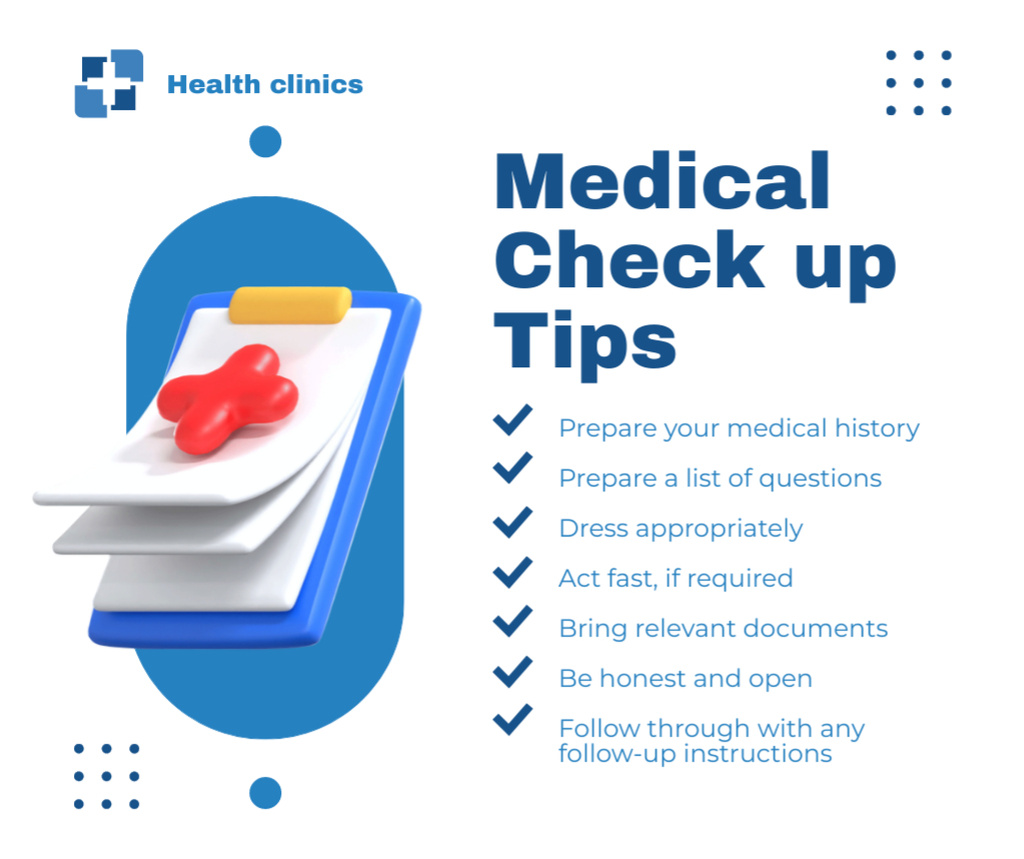 Designvorlage List of Medical Checkup Services für Facebook