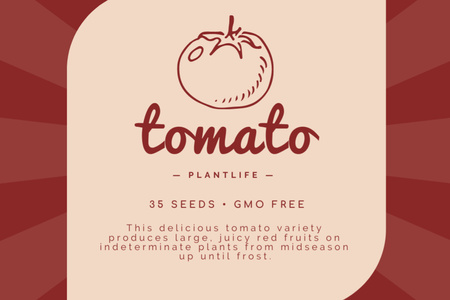 Tomato Seeds Offer with Illustration in Red Label Design Template
