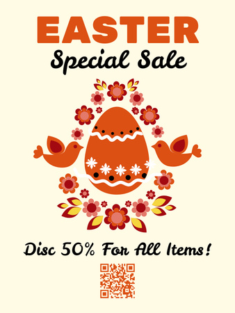 Modèle de visuel Promotion spéciale de vente de Pâques avec des œufs peints traditionnels - Poster US