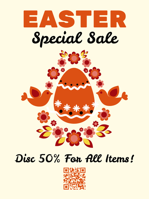 Plantilla de diseño de Special Easter Sale Promotion with Traditional Painted Eggs Poster US 