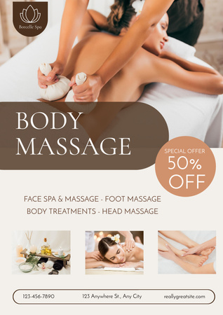 Massage Treatments at Spa Poster Design Template