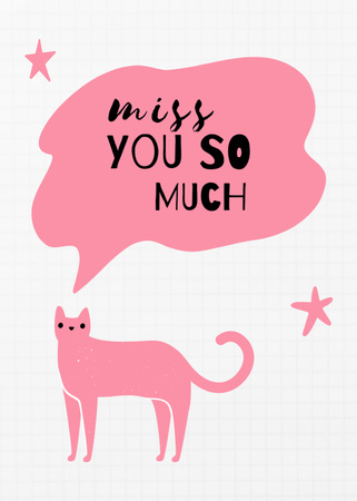 Citação de pessoa desaparecida com gato rosa Postcard 5x7in Vertical Modelo de Design