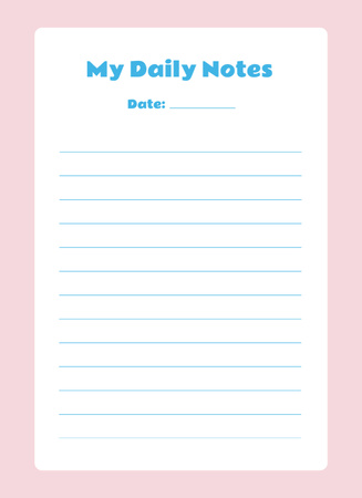 My Daily Notes with Pink Pastel Frame Notepad 4x5.5in Design Template