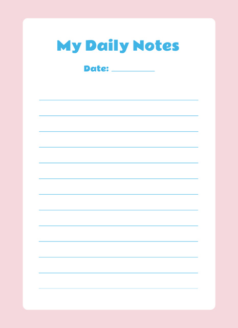 Plantilla de diseño de My Daily Notes with Pink Pastel Frame Notepad 4x5.5in 