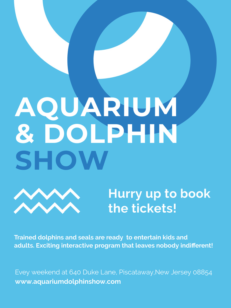 Designvorlage Aquarium Dolphin Show Event Announcement In Blue für Poster 36x48in