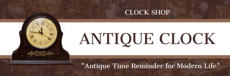 Old-fashioned Table Clock Offer On Antique Shop Twitter Design Template