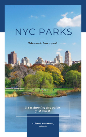 New York City Parks Guide Book Cover Šablona návrhu