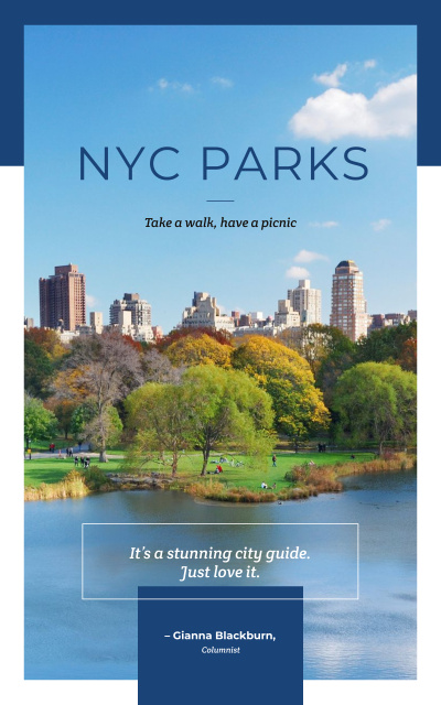 Plantilla de diseño de New York City Parks Guide Book Cover 