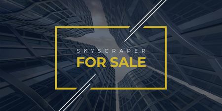 Real Estate Advertisement with Modern Skyscrapers Twitter Design Template