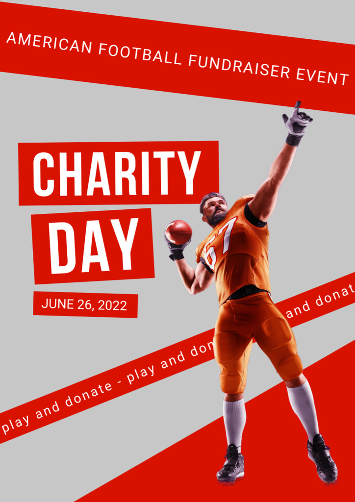 Ontwerpsjabloon van Poster A3 van Charity American Football Game