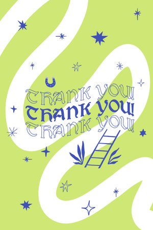 Designvorlage Thankful Phrase With Blue Horseshoe and Stars für Postcard 4x6in Vertical