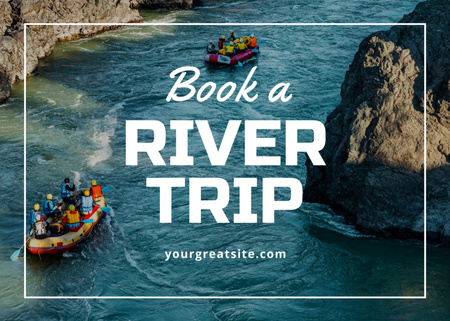 People on Rafting for River Trip Booking Postcard 5x7in Design Template