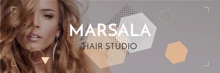 Template di design Hair Studio Ad Woman with Blonde Hair Twitter