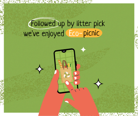 Template di design nessun concetto di rifiuti con generi alimentari in eco bag Facebook