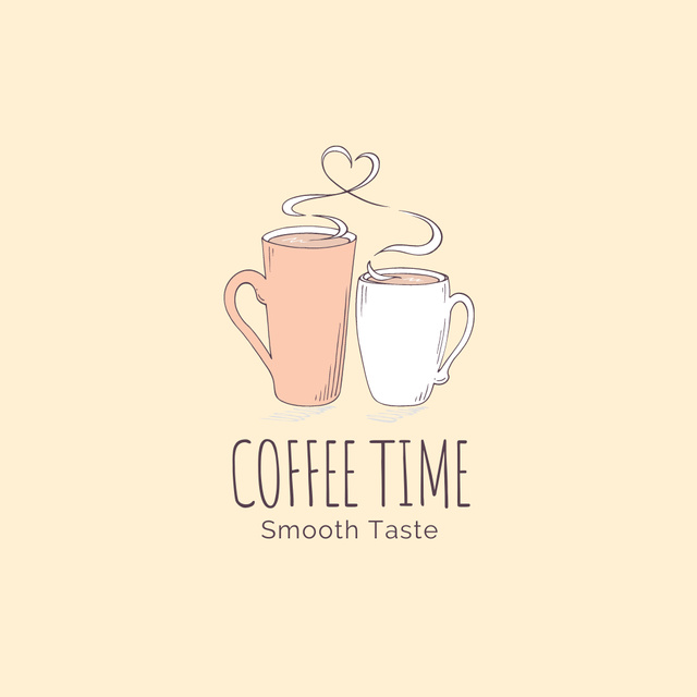 Designvorlage Cafe Ad with Hot Coffee in Cups für Logo