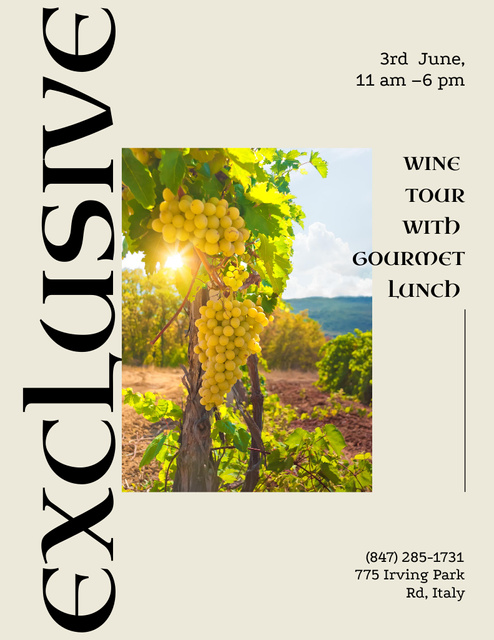 Wine Tasting Announcement on Sunny Farm Poster 8.5x11in Modelo de Design