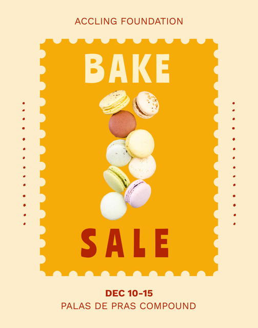 Baked Desserts Sale Ad with Macarons Poster 22x28inデザインテンプレート