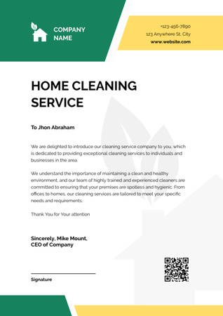 Szablon projektu strona główna usługi sprzątania oferta Letterhead