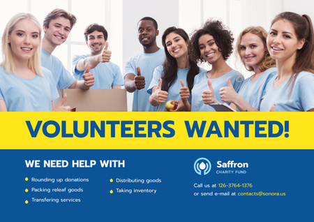 Smiling Team of Volunteers Poster A2 Horizontal Design Template
