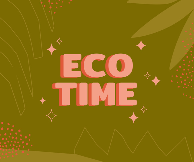 Designvorlage Eco concept with Green Leaves illustration für Facebook