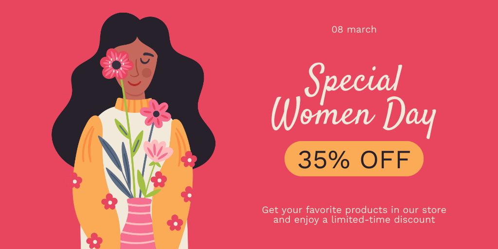 International Women's Day Special Discount Twitter Tasarım Şablonu
