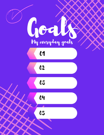 Everyday Goals to Do List in Purple Notepad 8.5x11in Design Template