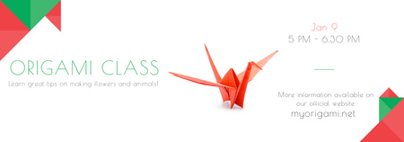 Origami Classes Invitation Paper Bird in Red Tumblr Modelo de Design