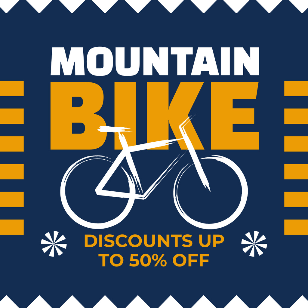 Ontwerpsjabloon van Instagram van Mountain Bikes Discount Offer on Blue