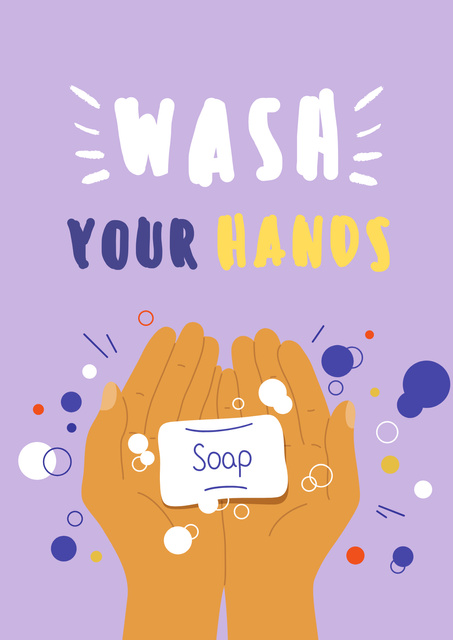 Wash Your Hands with Soap Poster Design Template