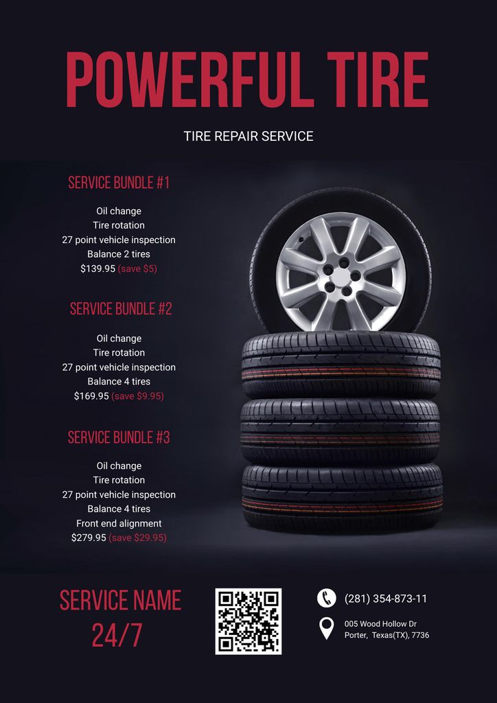 Offer of Tires for Cars Poster Πρότυπο σχεδίασης
