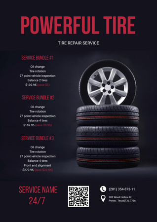 Offer of Tires for Cars Poster Tasarım Şablonu