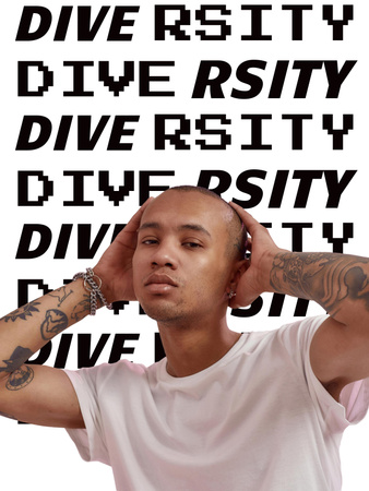 Inspiration of Diversity with Young Guy Poster US Design Template