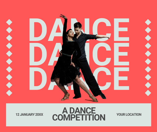 Announcement of Dance Competition Facebook Šablona návrhu